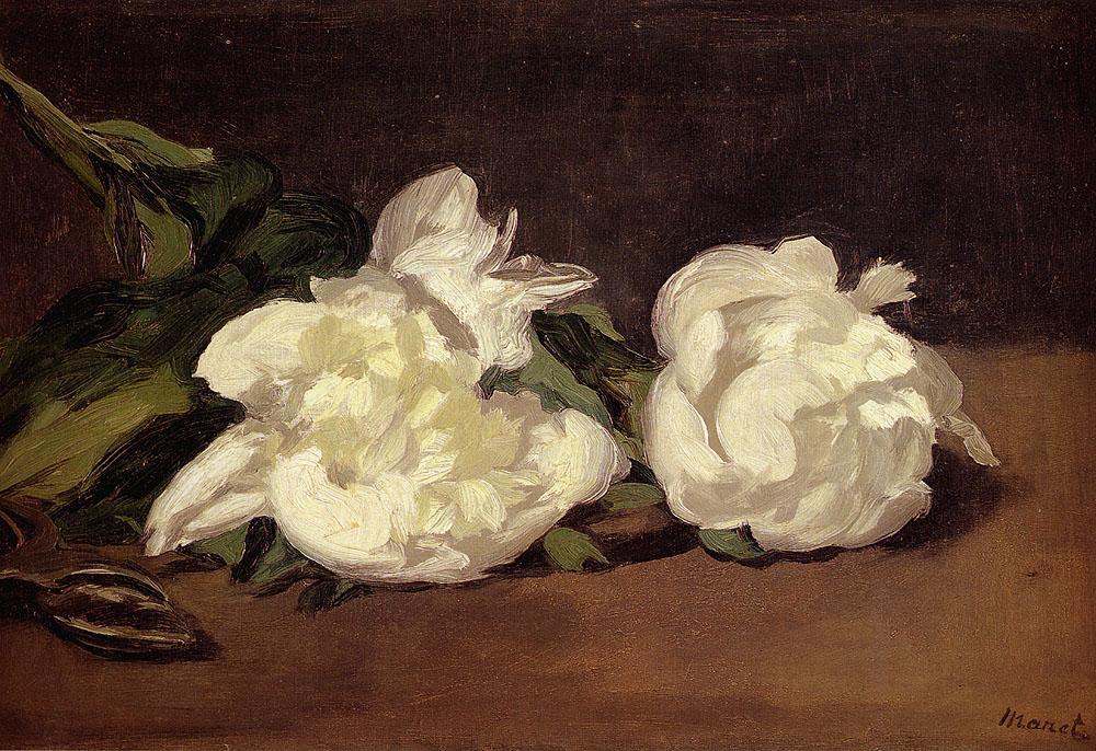 Edouard Manet Branch Of White Peonies With Pruning Shears